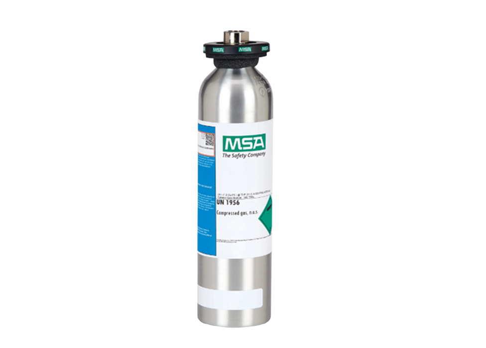 MSA Calibration Gas 4-Gas pentane simulant 58% LEL, 60PPM CO, 20PPM H2S, 15% O2 - 34L
