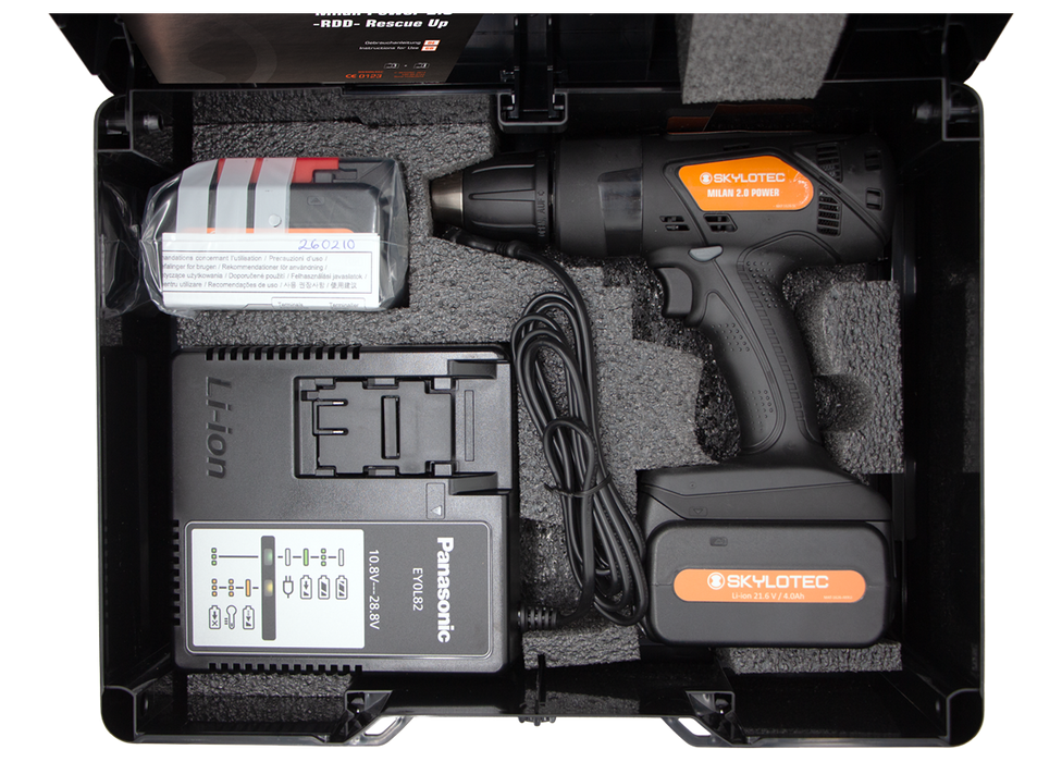 Skylotec Milan 2.0 Power Rescue Driver - FIXED SETTINGS  heavy duty drill kit c/w drill, two batteries, charger and carry case.