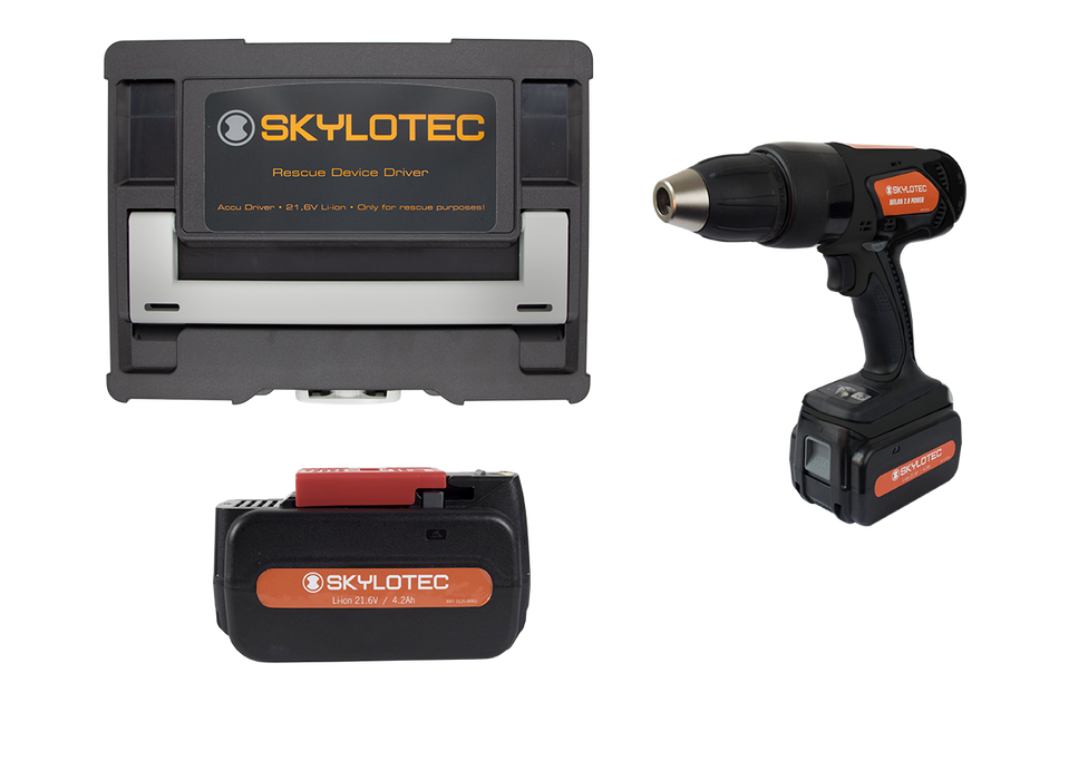 Skylotec Milan 2.0 Power Rescue Driver - FIXED SETTINGS  heavy duty drill kit c/w drill, two batteries, charger and carry case.